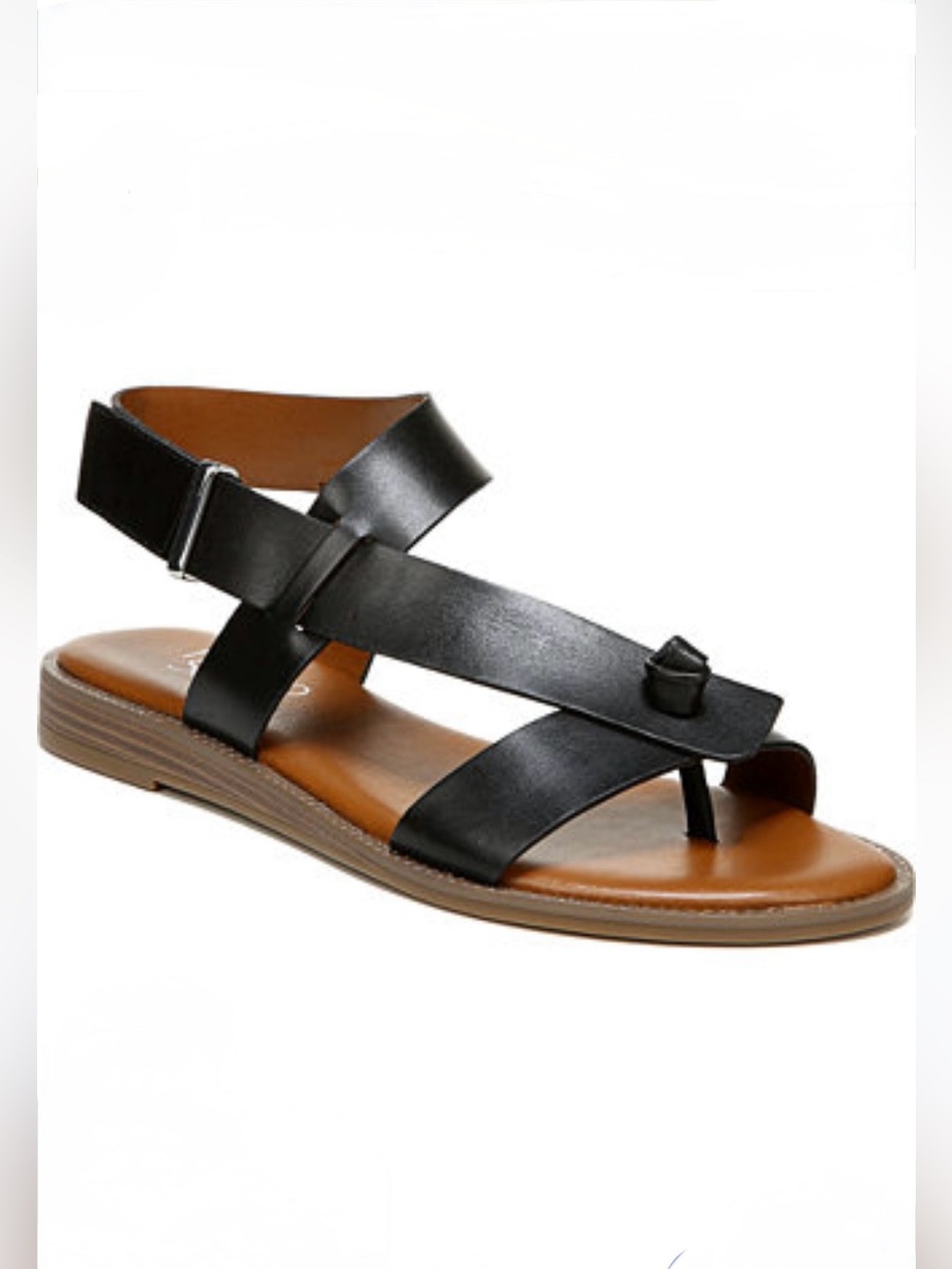 FRANCO SARTO, Glenni Black Leather Cross-Over Toe Ankle Sandal, Size 7.5, NWOB